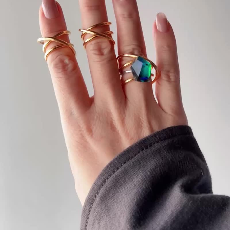 Frames ring /crystals/ Floating prism 1-a/silver925/type-C - 戒指 - 純銀 藍色