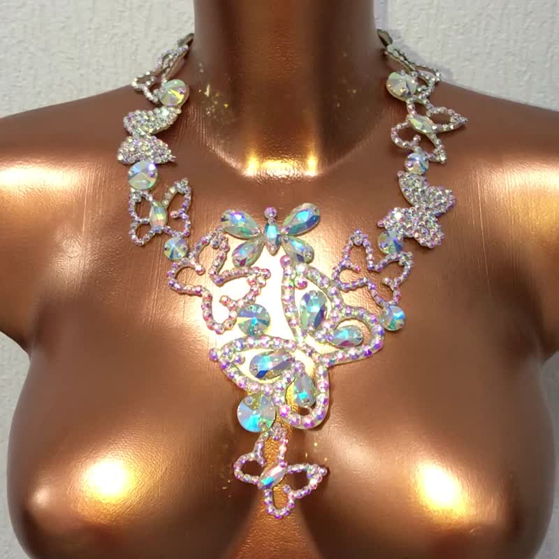 Rhinestone necklace dance jewelry dance necklace ballroom necklace bellydance - Necklaces - Glass 