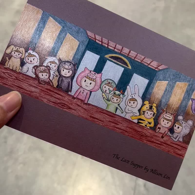 豬豬的冒險 世界名畫系列-最後的晚餐 - 卡片/明信片 - 紙 多色