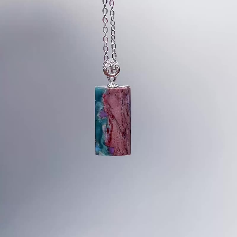 สร้อยคอเงินแท้ 925 ประดับด้วยแร่ซูกิไลต์ อัญมณีต้านมะเร็ง - สร้อยคอ - เครื่องเพชรพลอย หลากหลายสี