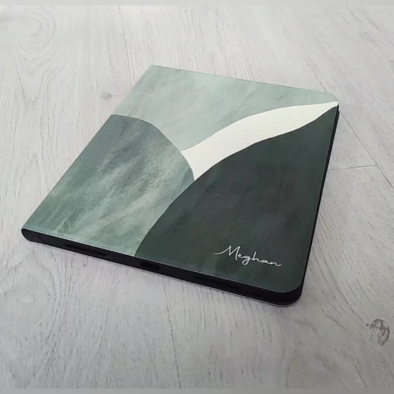 免費加名綠色抽象iPad case筆槽保護殼Pro 11 Air 5 12.9 平板殼 - 平板/電腦保護殼 - 塑膠 綠色