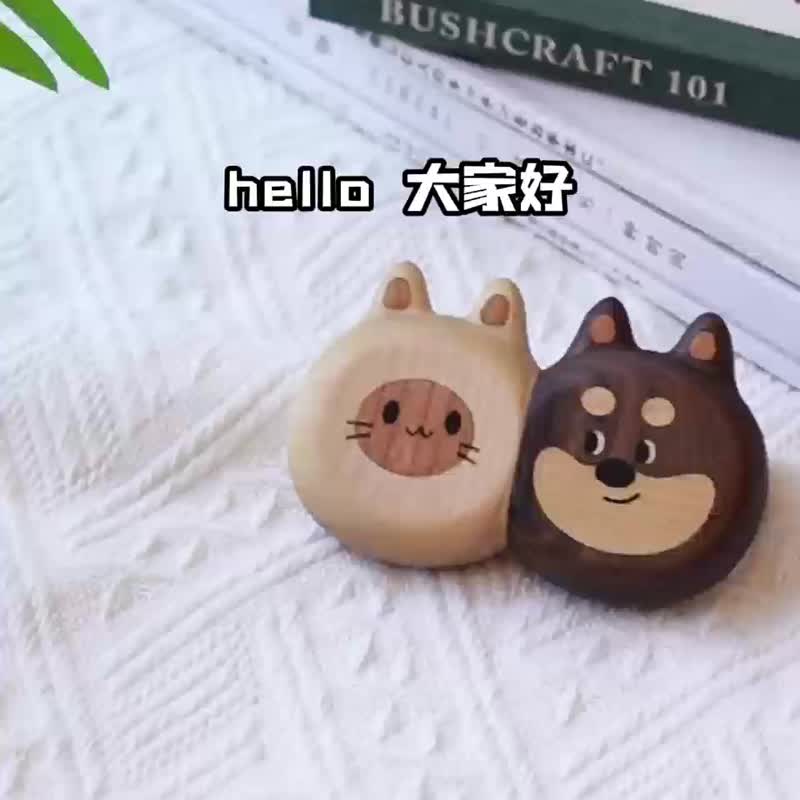 Cat and dog keychain cute wooden creative pendant for girlfriend bag hanging ornaments couple gift - Keychains - Wood 