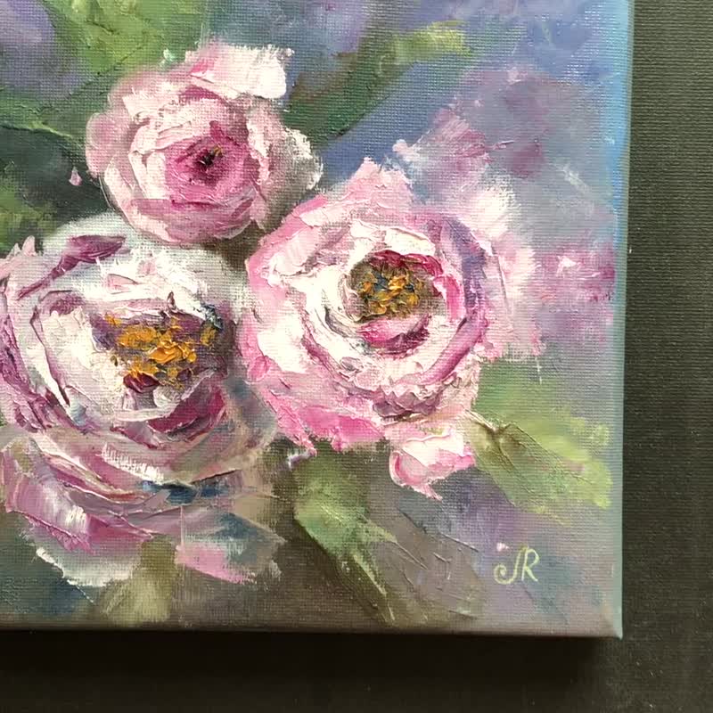 油絵　花　縦61cm 横68cm 岸葉子「花と実」油絵・F6号 絵画買取・販売の小竹美術