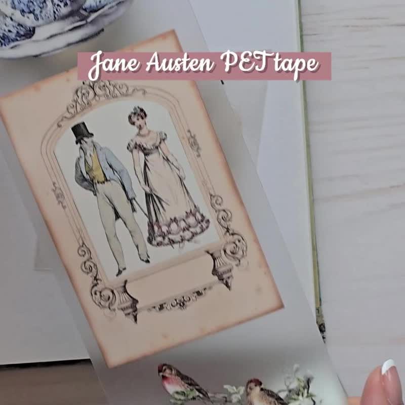 Jane Austen Regency era theme PET clear tape for scrapbooks, - 紙膠帶/和紙/PET - 紙 綠色