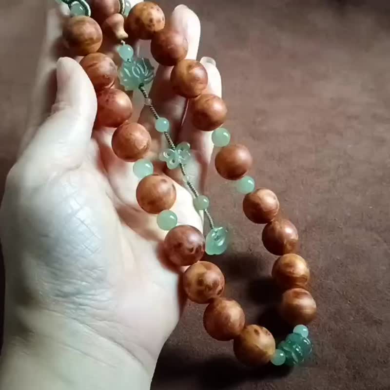 【倚清秋】天然瘤疤崖柏雀眼十八子手串手持 - 手鍊/手環 - 木頭 咖啡色