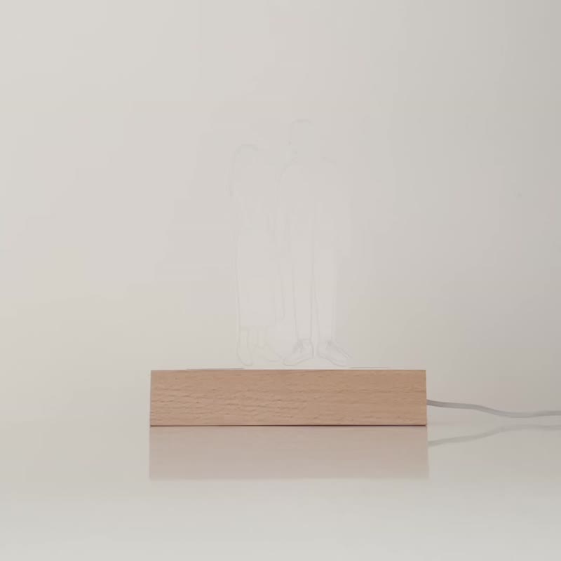 [Customized gift] Heart-warming night light frameless model includes image design - โคมไฟ - ไม้ สีกากี