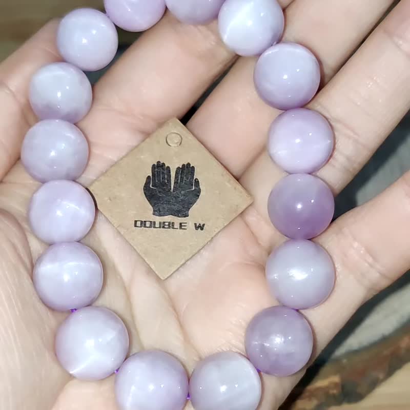 【訂製品】紫鋰輝石 帶貓眼 水晶皇后 巴西 7mm-12mm  天然水晶 - 手鍊/手環 - 水晶 紫色