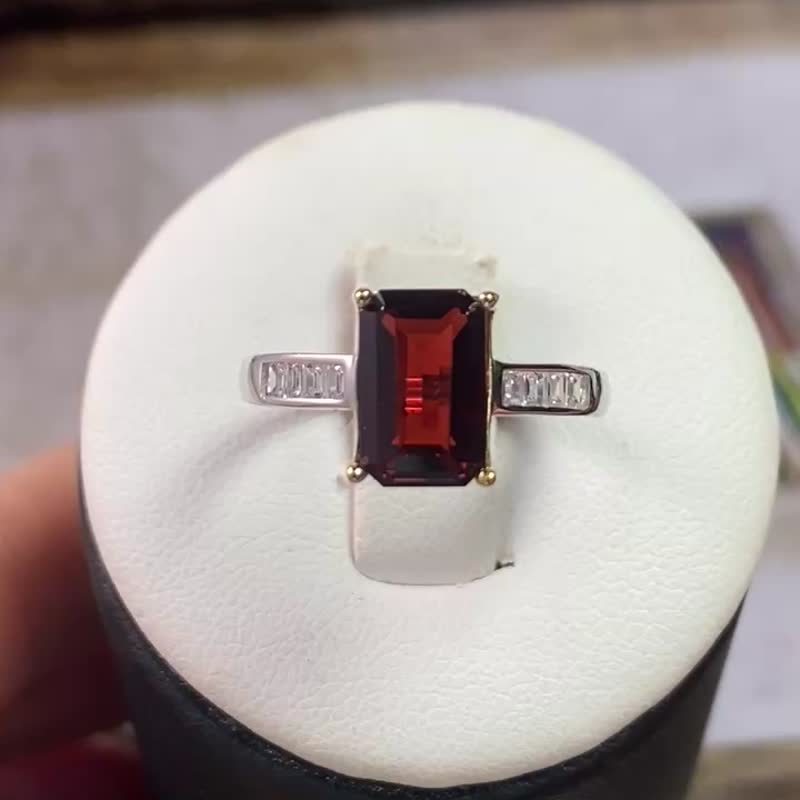 石榴石925銀活口式戒指 - 戒指 - 水晶 紅色