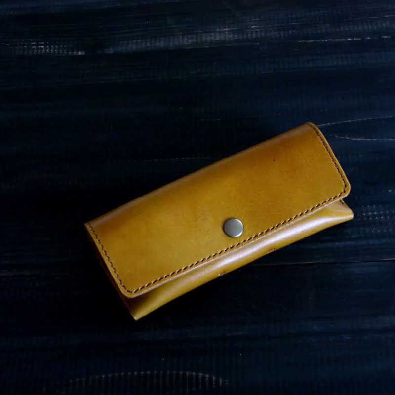 Italian Leather IBIZA eyeglass case ocra / Hand sewing - Other - Genuine Leather Yellow