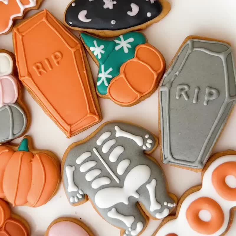 Halloween icing biscuits / shaped biscuits 10-piece group - Handmade Cookies - Fresh Ingredients Black
