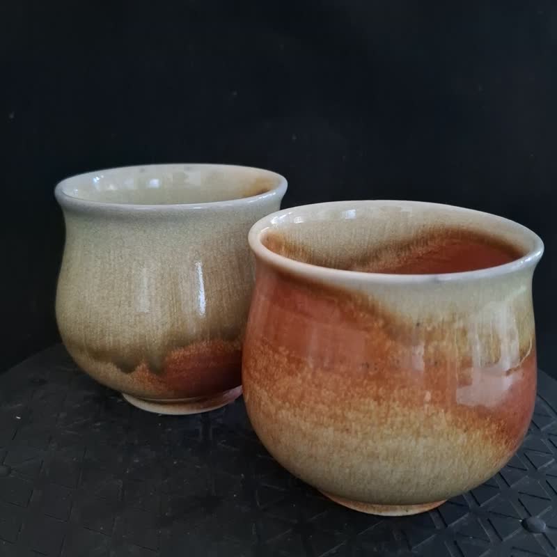 手拉胚柴燒茶碗自然落灰火吻個性商品最佳禮物紀念品 - 酒杯/酒器 - 陶 
