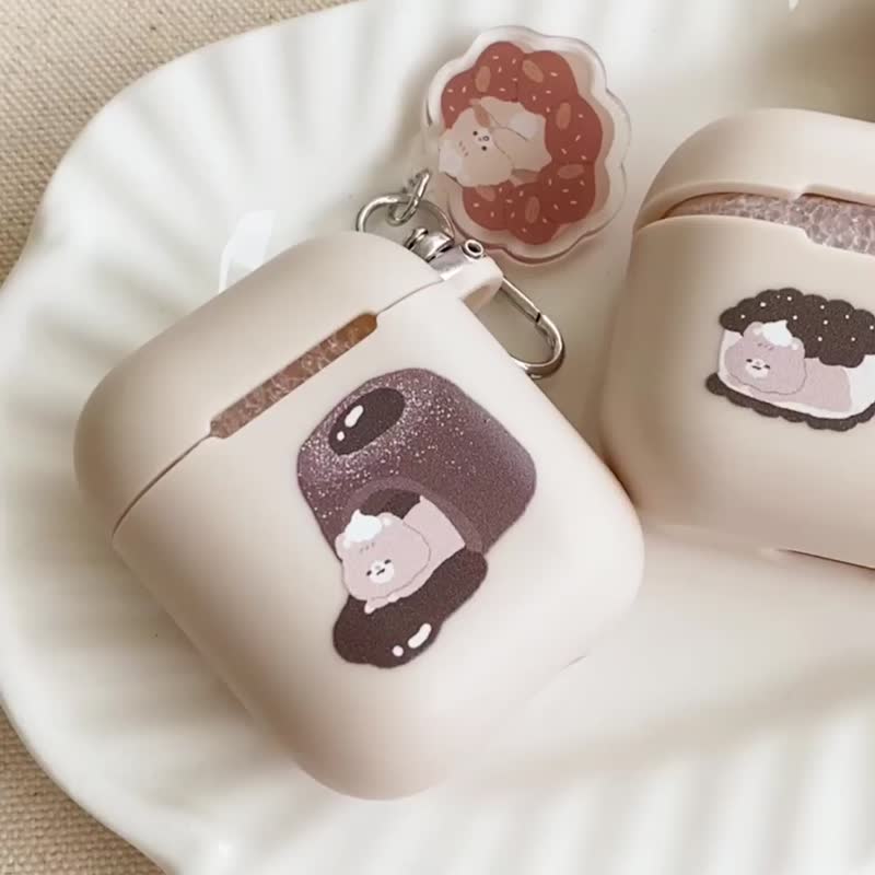 奶油鼠airpods耳機殼/3款圖案/附吊飾 - AirPods/耳機保護套 - 塑膠 咖啡色
