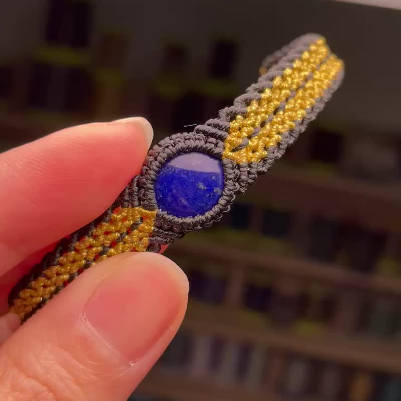 Wax Thread Woven Antique Lapis Bracelet - Bracelets - Crystal Gold
