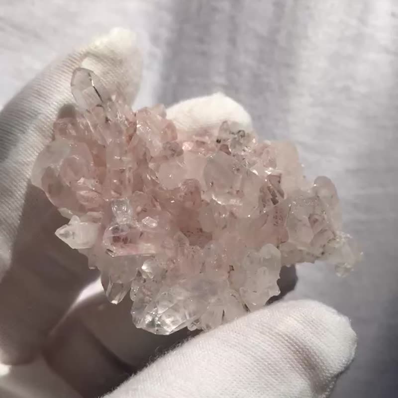 粉利姆利亞 雷姆利亞白水晶簇 手握 手把玩 帶彩 水晶原礦 - 擺飾/家飾品 - 水晶 粉紅色
