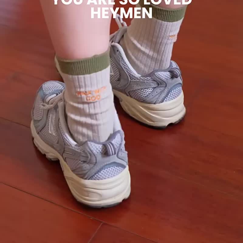 Heymen黑門 與上帝同行 原創純棉植染刺繡丹麥風秋冬男女中筒襪子 - 襪子 - 棉．麻 