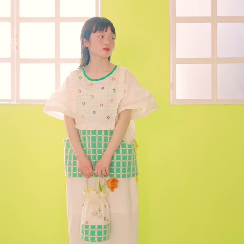 Flower Hill Dress - GREEN - ワンピース - コットン・麻 グリーン