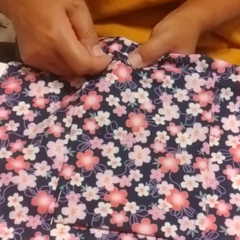 手縫い 桜 レトロ 着物 巾着型 ショルダーバッグ クロスボディ コンパクト トートバッグ 和柄 和風 - 側背包/斜背包 - 棉．麻 藍色