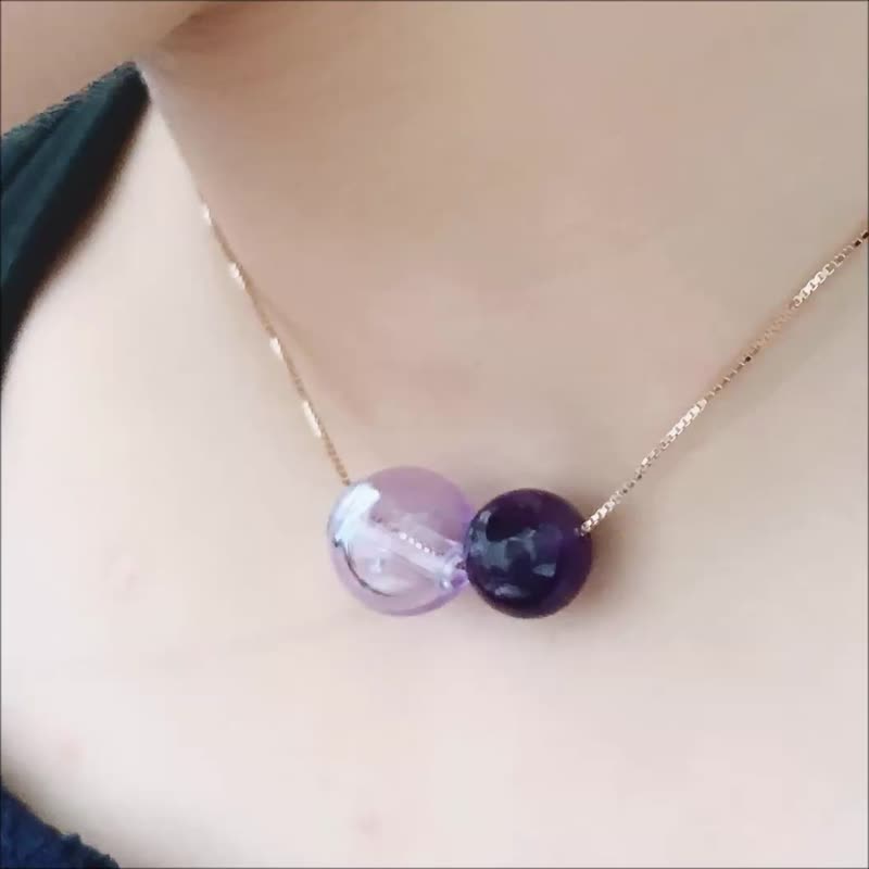 Amethyst February Birthstone Aromatherapy Necklace Rose Gold 925 Sterling Silver - Necklaces - Gemstone Purple