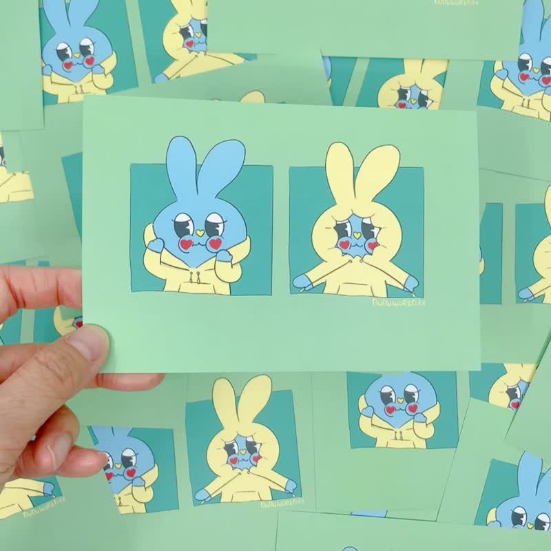 BubuWorld Blue Bunny’s Daily Life ver.1 Postcard - Cards & Postcards - Paper 