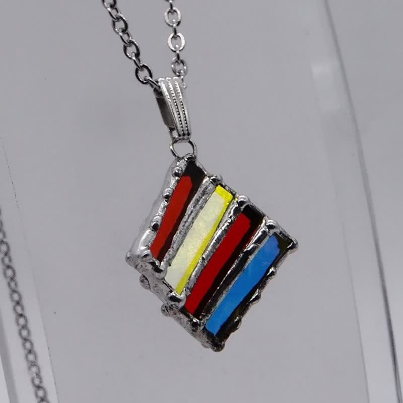 minuteness stained glass square pendant - Necklaces - Glass Multicolor