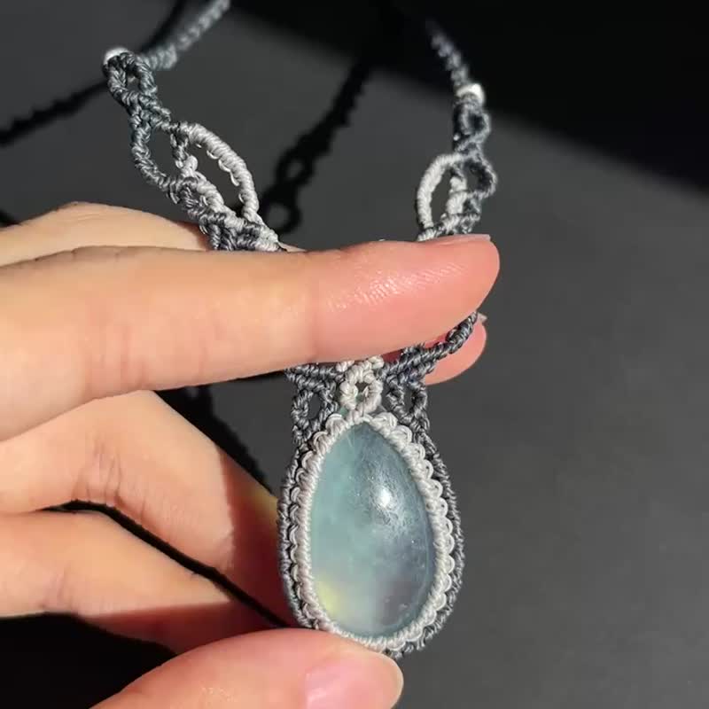 [Customization] Aquamarine Totem Braided Necklace Clavicle Chain - สร้อยติดคอ - คริสตัล สีน้ำเงิน