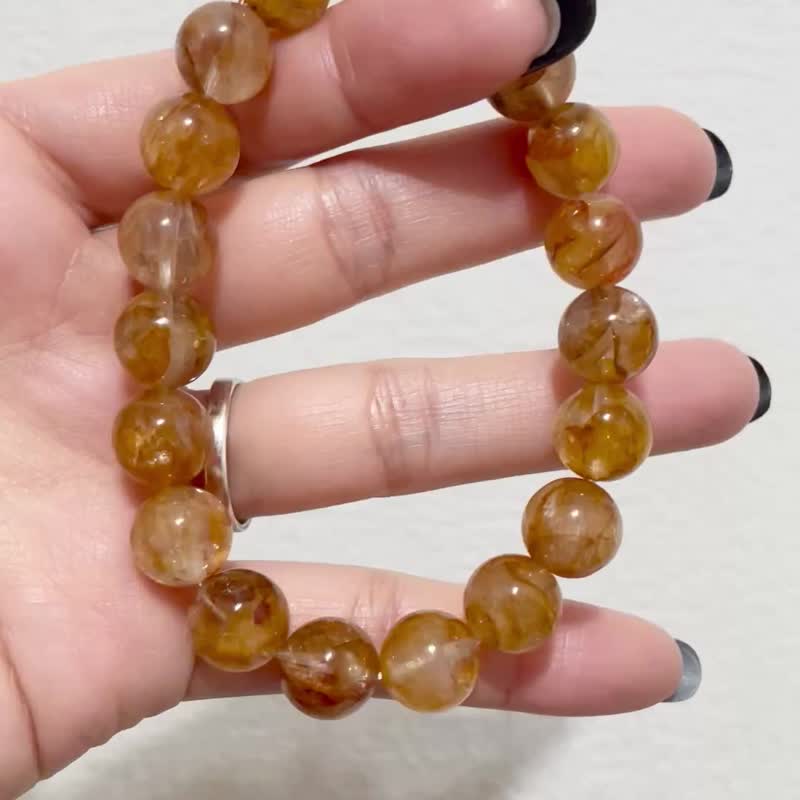 富貴招財 缺金必買【日金織光 黃膠花手串】閃耀金黃/一物一拍 - 手鍊/手環 - 水晶 黃色