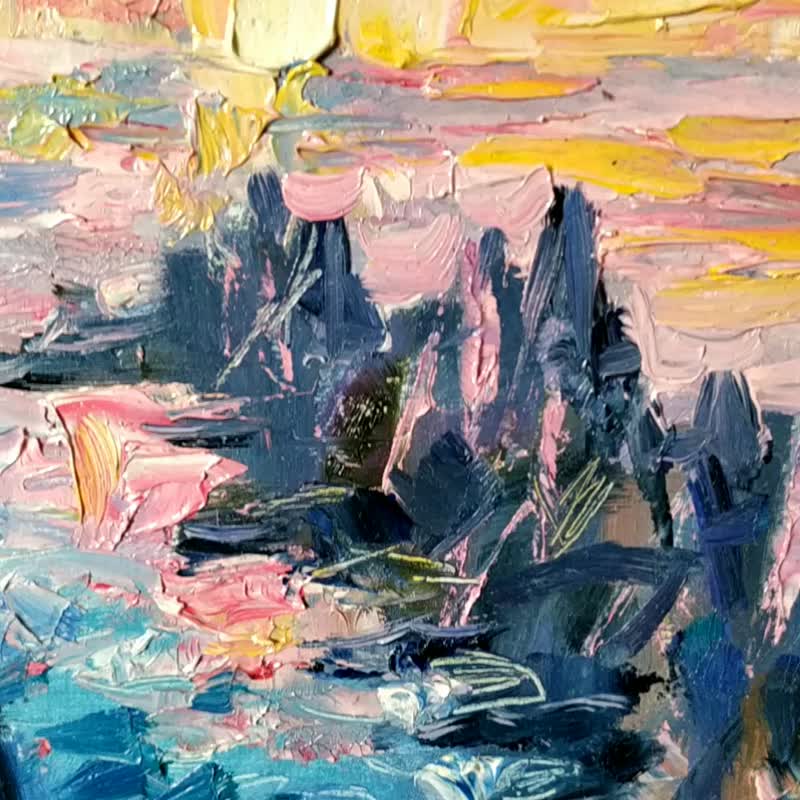 Sunset Painting Seascape Mounting Impasto Art Coastal Wall Art Sea Landscape - 海報/掛畫/掛布 - 其他材質 多色