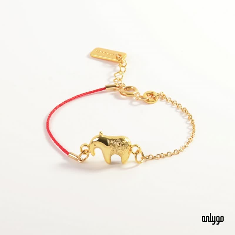 Valentine's Day Gift Lucky Bracelet Animal Series Lucky Bracelet - Malayan Tapir - สร้อยข้อมือ - โลหะ สีทอง