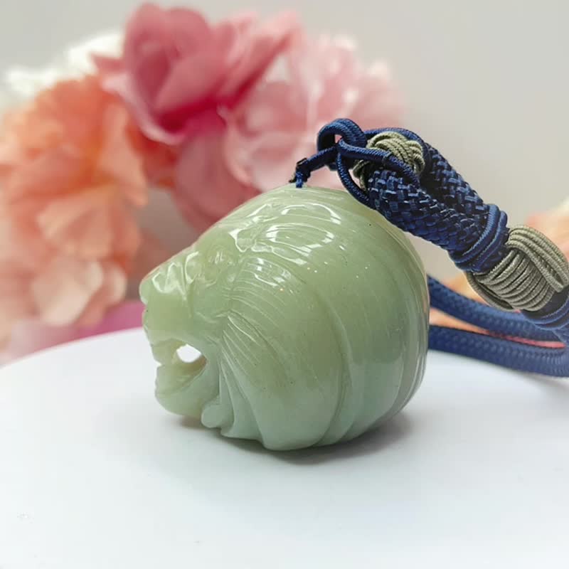 獅吼震年百事無憂 豆青佘太翠 手把件 盤玩把玩 大掛墜 掛飾 吊飾 - 吊飾/掛飾 - 玉石 多色