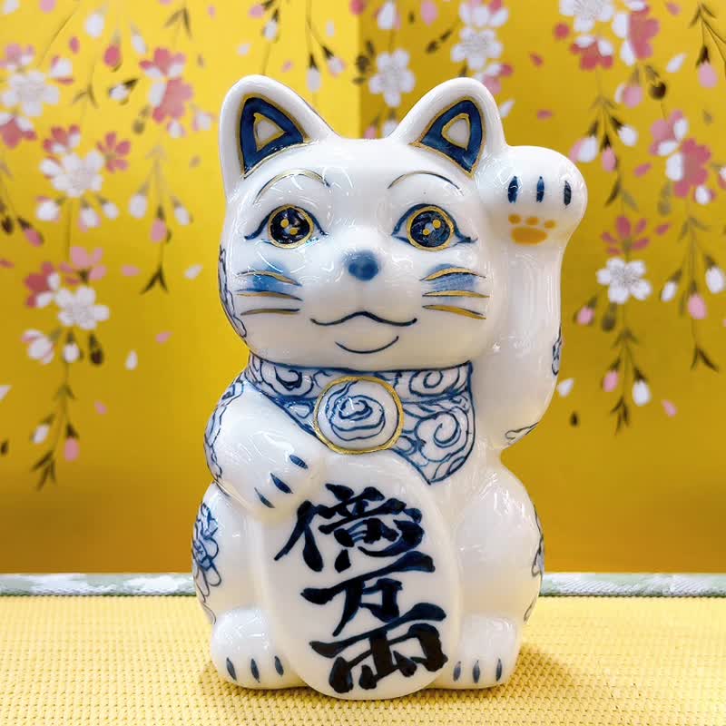 【龍騰聚寶】日本清水燒招財貓 | 染付 - 騰龍 - 擺飾/家飾品 - 瓷 白色