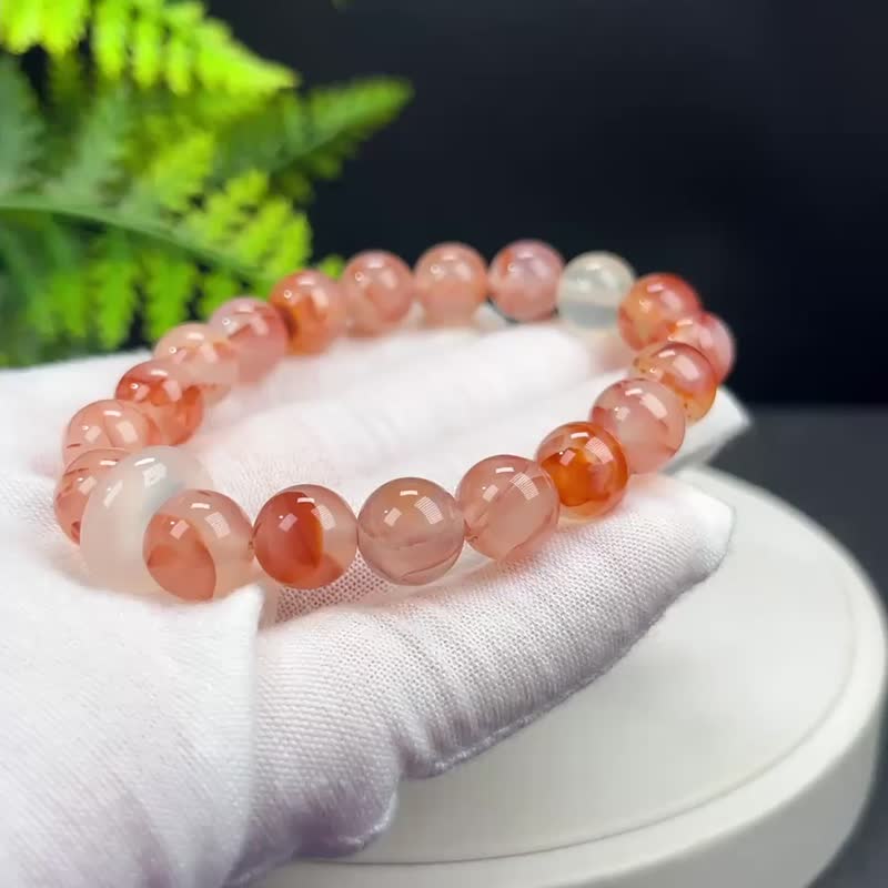 精品龍紋瑪瑙手串10mm搭配白瑪瑙跑環女款凈化身心親和能量勇氣 - 手鍊/手環 - 半寶石 