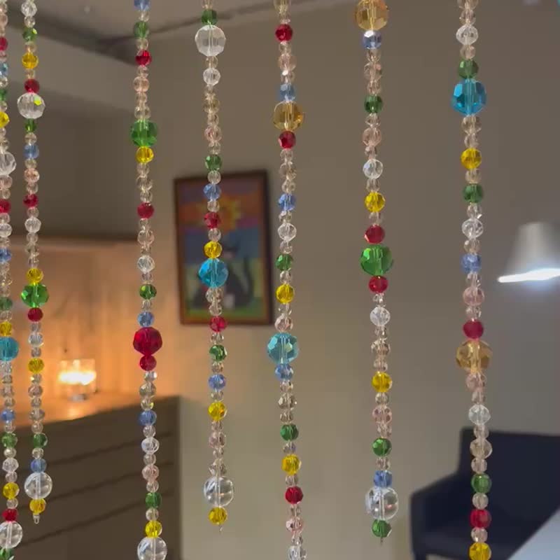 Taiwan designs and produces Tianma flag crystal bead curtains, customized five-element crystal bead curtains for luck and wealth. - ม่านและป้ายประตู - คริสตัล หลากหลายสี