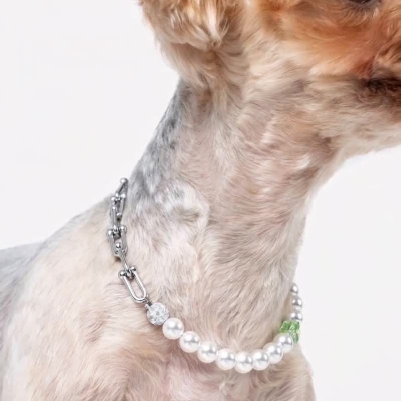Stellink - 人寵通用小眾水晶珍珠馬蹄項鍊 全尺寸項鍊 - 項圈/牽繩 - 水晶 