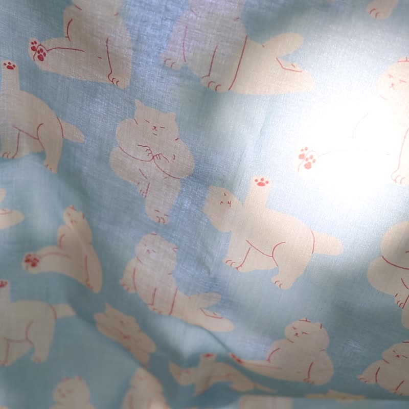 big big cat handkerchief - yoga - 手帕 - 棉．麻 藍色