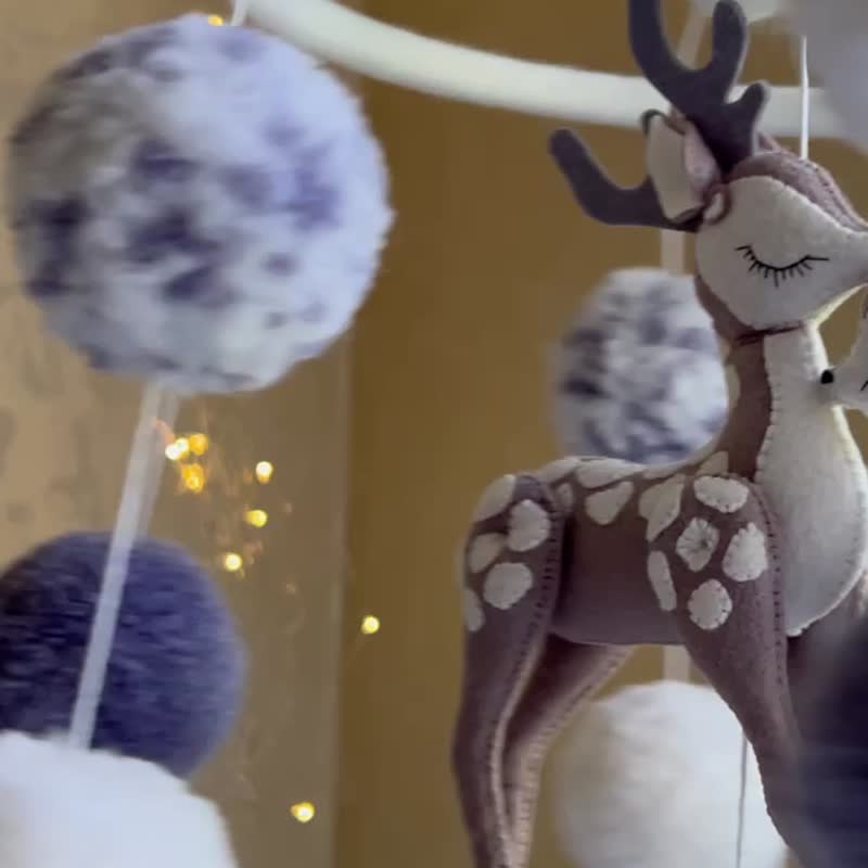 Baby mobile deer Baby boy mobile Baby girl mobile Forest mobile Woodland mobile - 寶寶/兒童玩具/玩偶 - 其他材質 銀色