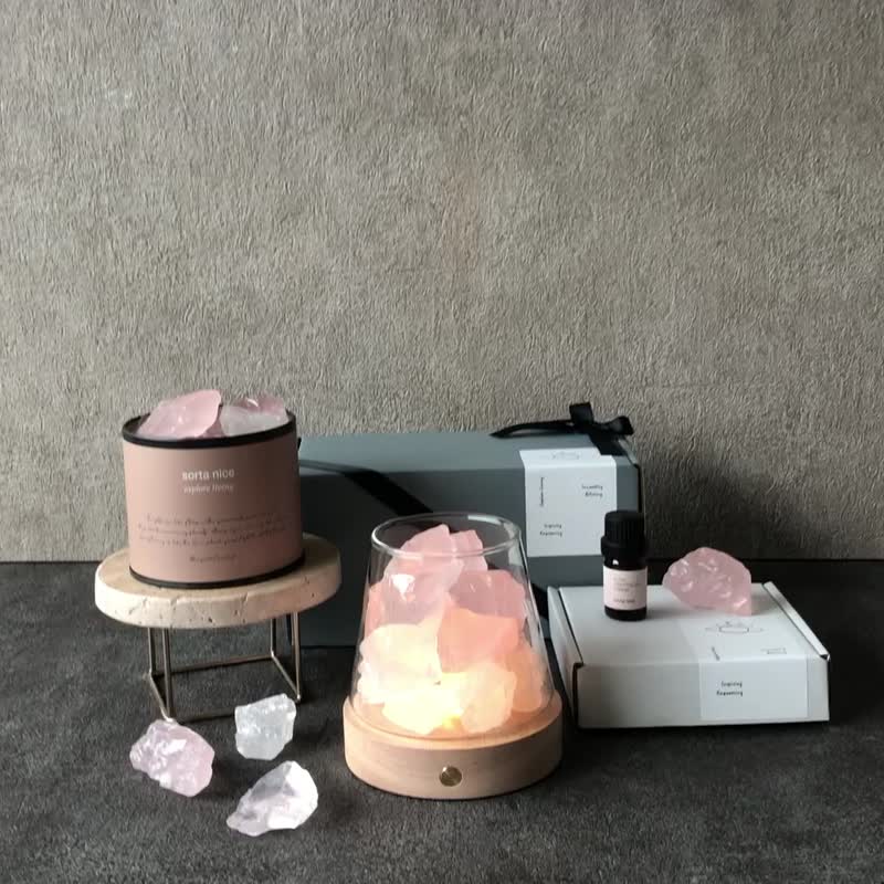 粉晶 白水晶擴香燈 礦石香氛燈系列 - 擺飾/家飾品 - 水晶 粉紅色