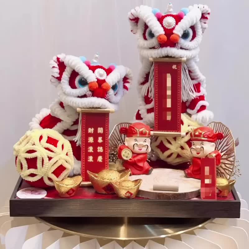 [Yunchu Pavilion Flower Art Handmade] Customized opening lion dance business card holder - ที่ตั้งบัตร - พืช/ดอกไม้ หลากหลายสี