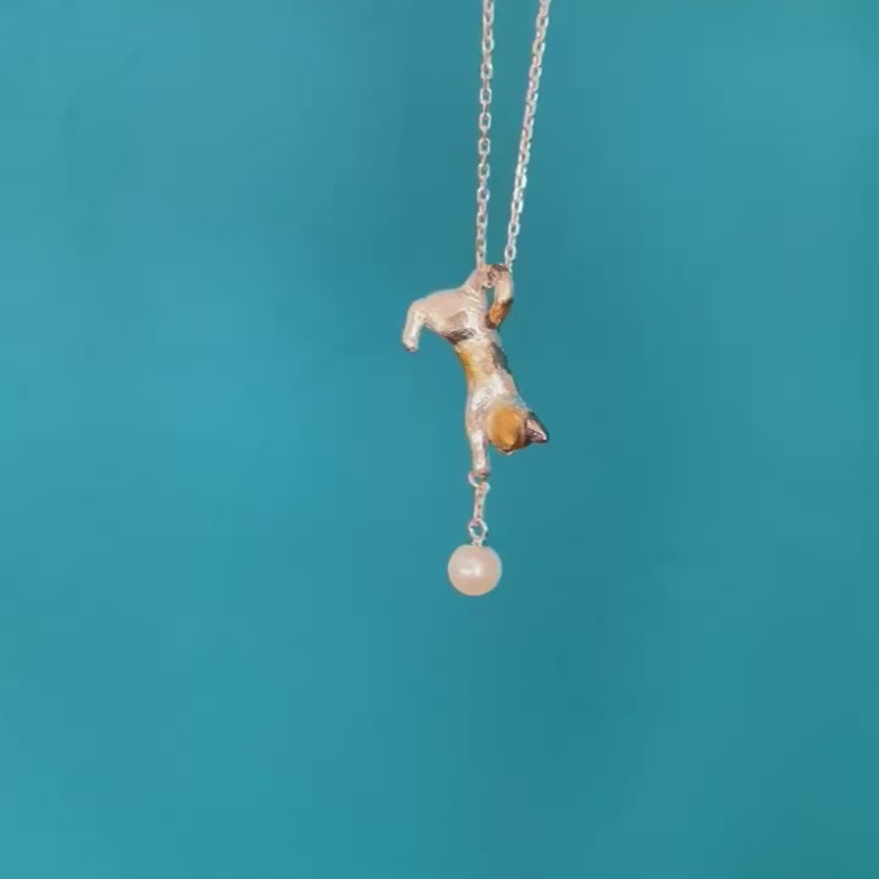 Pearl and calico pendant - Necklaces - Sterling Silver Gold