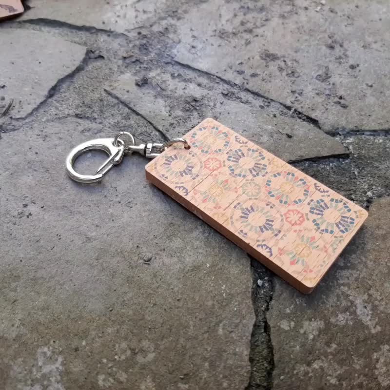 Wood Key Chain Floral Customized Gift Present Laser Engraving - Keychains - Wood Multicolor