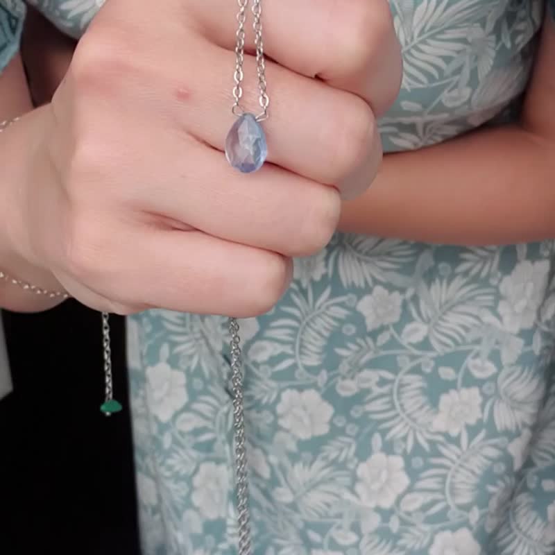 Blue Topaz Necklace, 925 Silver, Scorpio gem, Virgo Crystal, Christmas Gift - สร้อยคอ - คริสตัล สีน้ำเงิน