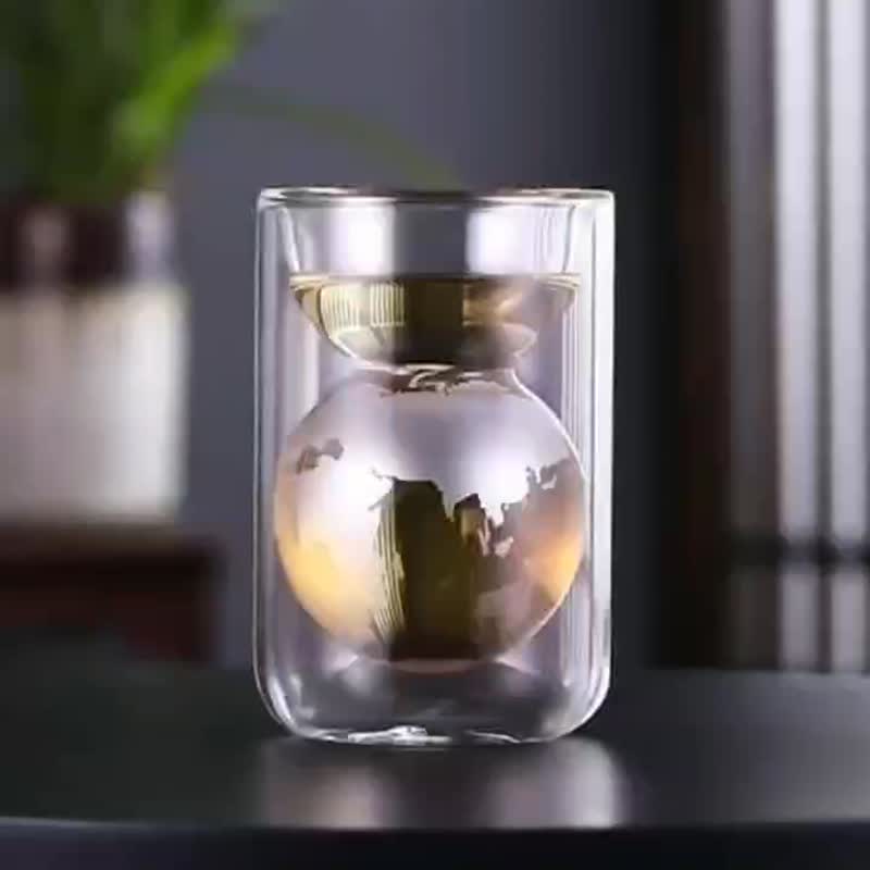 創意新式酒杯雙層玻璃個性時尚時空地球星空杯情侶文藝潮玩 - 酒杯/酒器 - 玻璃 透明