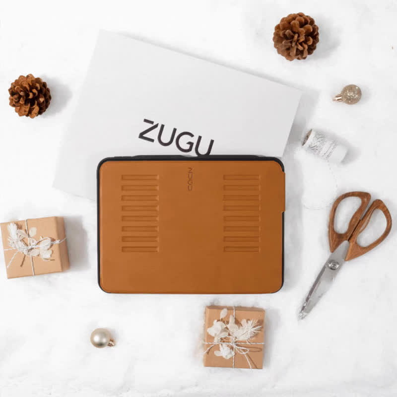 ZUGU iPad ケース 超薄型 耐衝撃保護ケース - 12.9インチ テクスチャーブラウン - タブレット・PCケース - 合皮 ブラウン