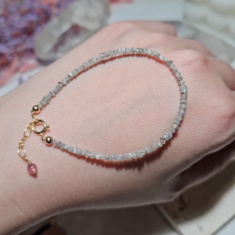 Full Circle White Diamond Small Boutique Raw Ore Bracelet - สร้อยข้อมือ - เพชร สีเงิน