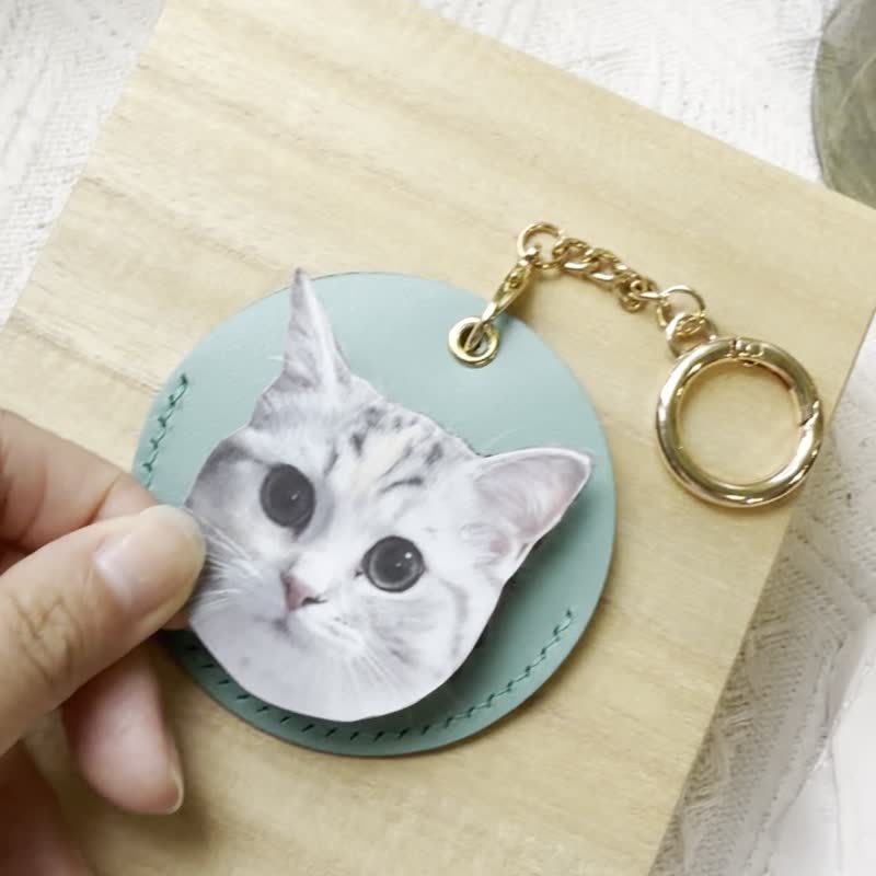 手繪 圓形鑰匙圈 - 鑰匙圈/鑰匙包 - 真皮 多色