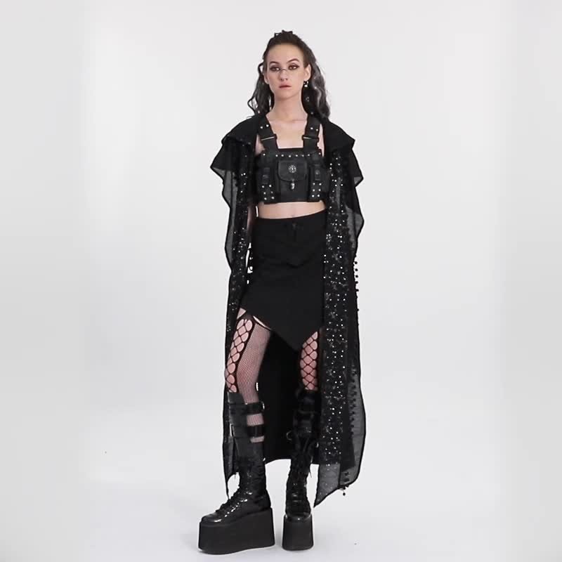 Orb Witch Printed Hooded Scarf - Pure Black/Print/shawl - Knit Scarves & Wraps - Other Materials Black