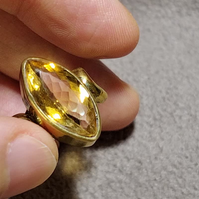 天然 黃水晶 925純銀 戒指 尼泊爾 手工製 - 戒指 - 水晶 黃色