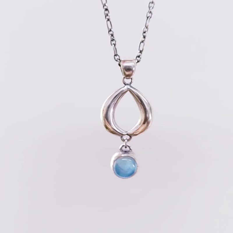 [Classical Series 17] Aquamarine Sterling Silver Necklace - Necklaces - Silver Silver