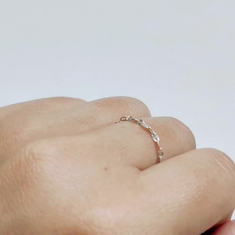 SV925 Vintage Dainty Lace Chain Ring, Simple Stacking, Lip Coffee