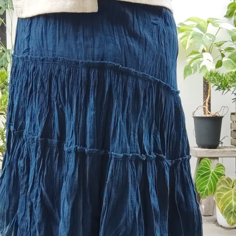 HotSummer Gypsy 4 Tone - Flutter Long Skirt Tie Dye Tone - Skirts - Cotton & Hemp Blue