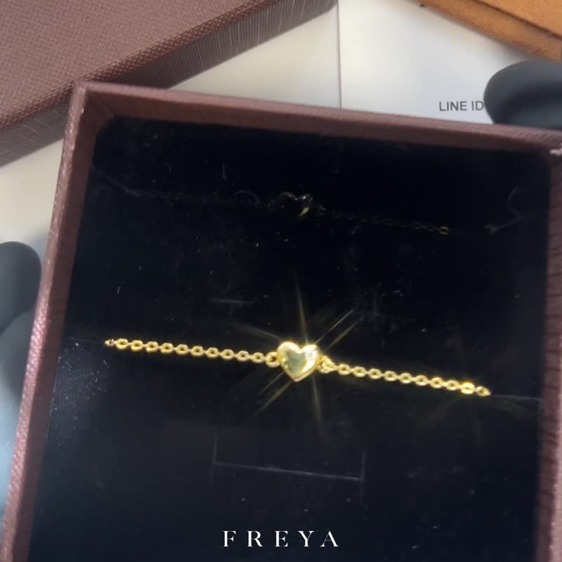 FREYA  單鑽 愛心手鍊 設計款-純銀14k金 - 手鍊/手環 - 貴金屬 